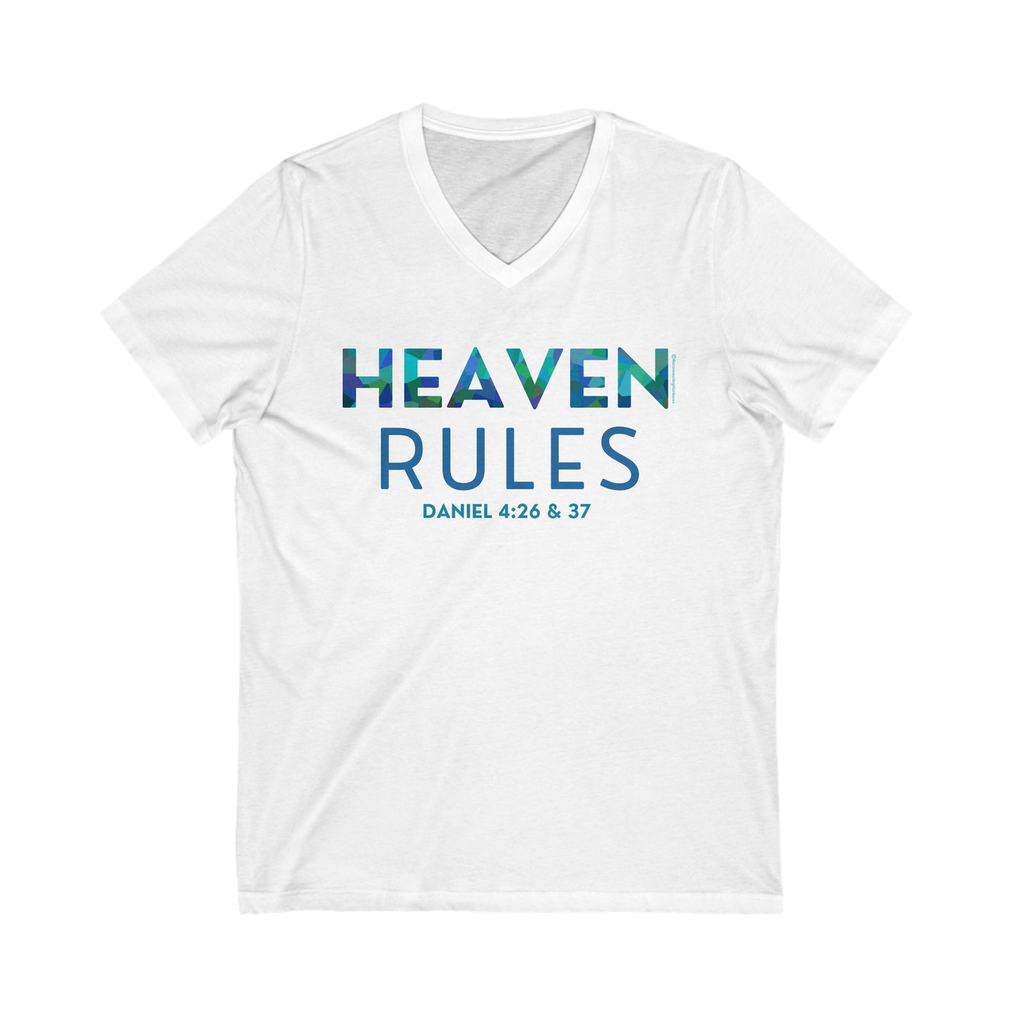 Heaven Rules V-Neck Tee in Ocean