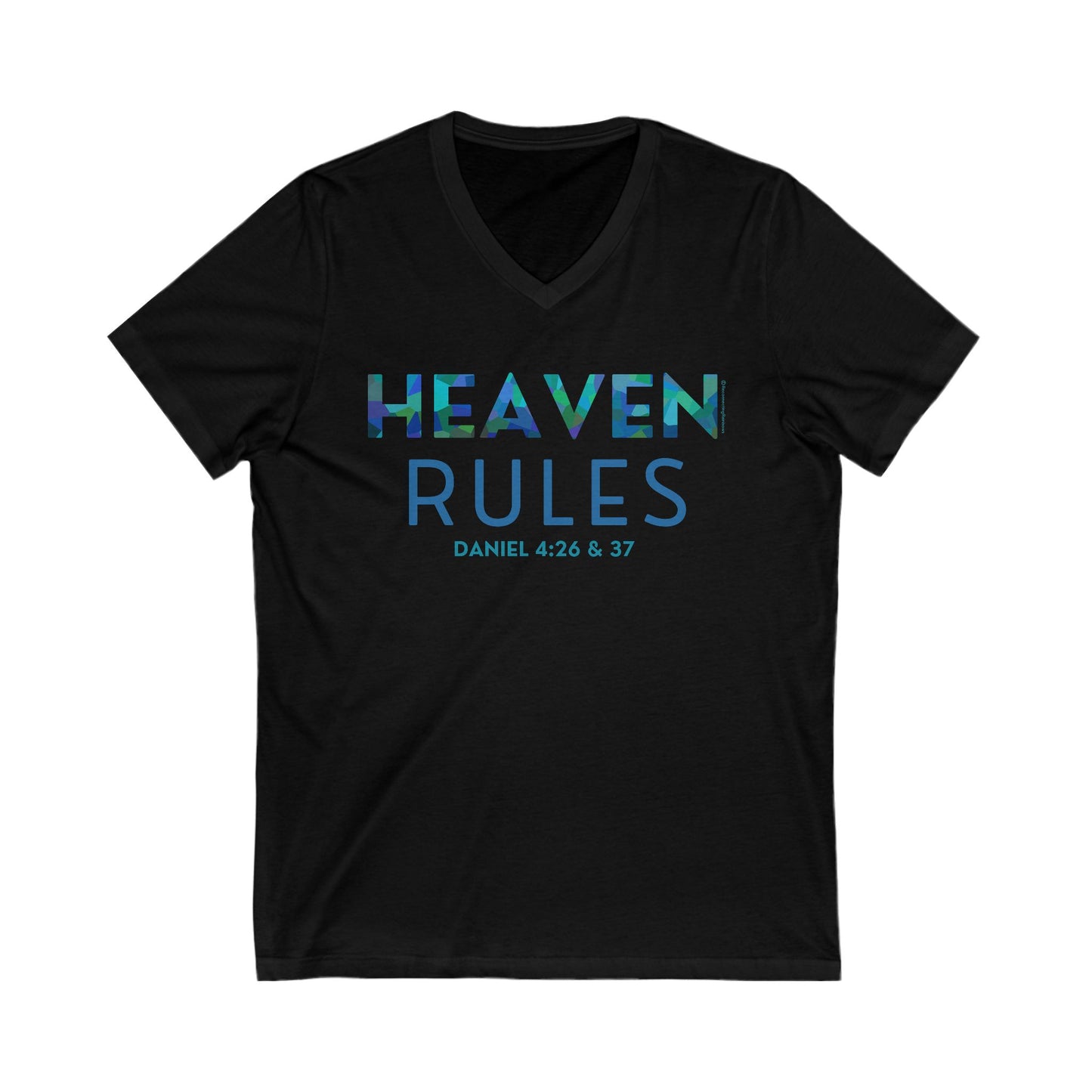 Heaven Rules V-Neck Tee in Ocean