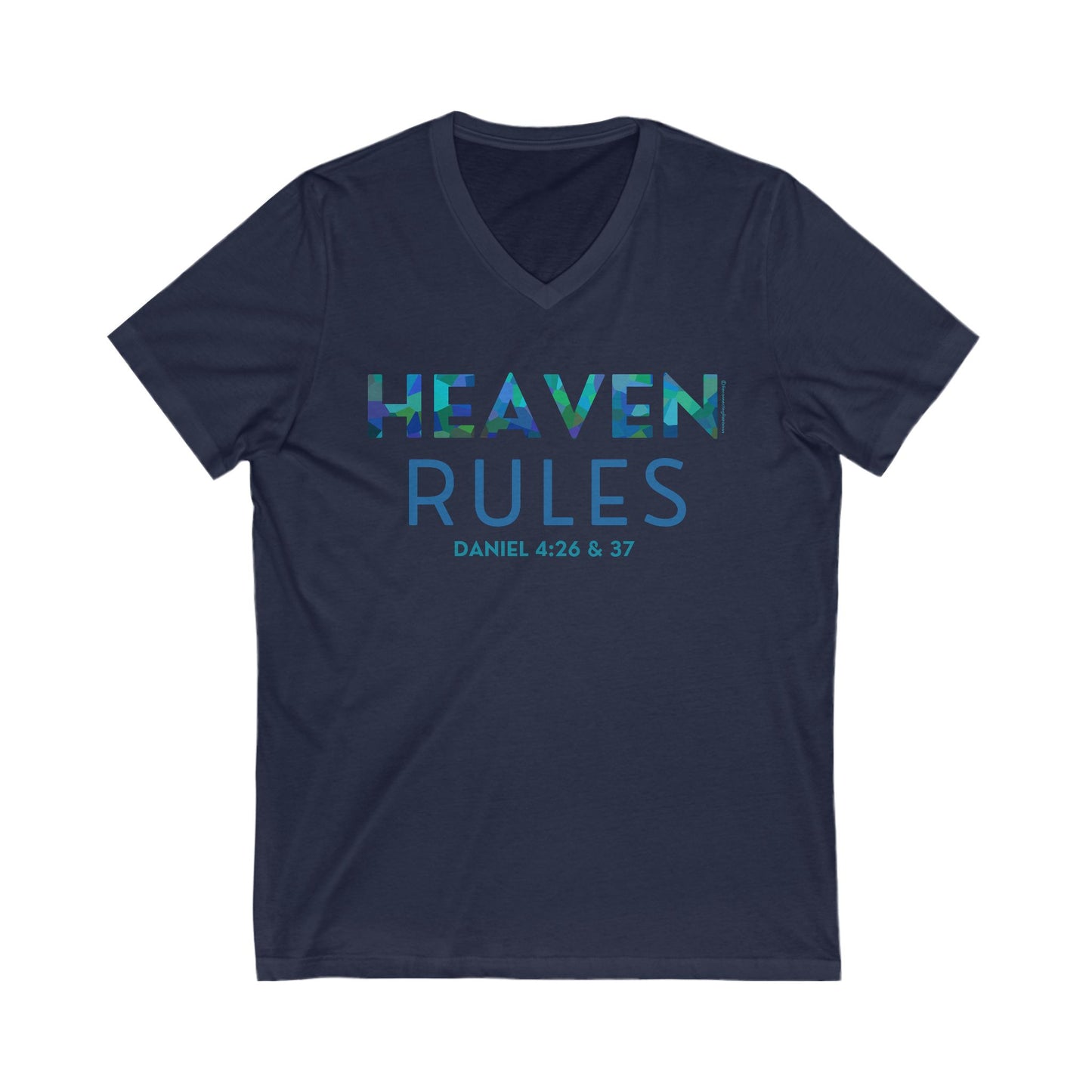 Heaven Rules V-Neck Tee in Ocean