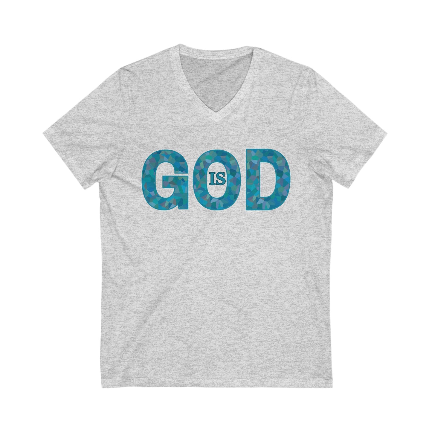 God Is V-Neck T-Shirt in Ocean