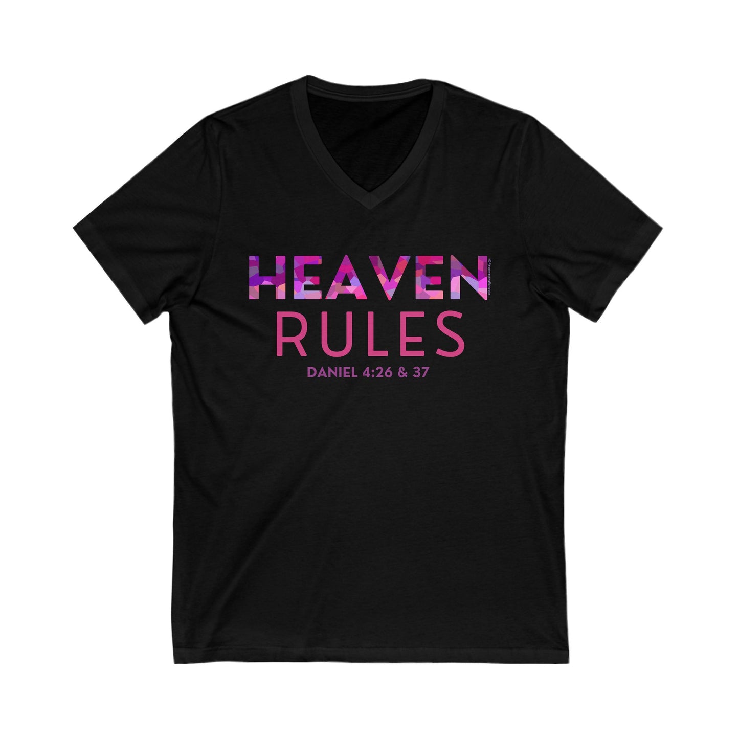Heaven Rules V-Neck Tee in Rose