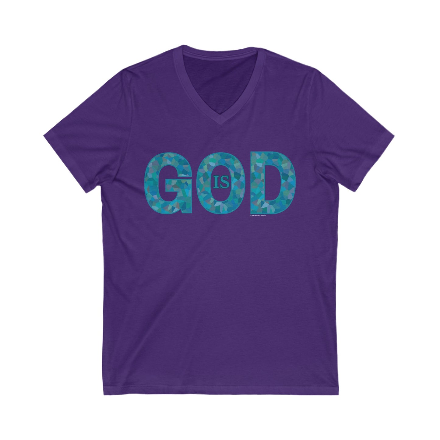 God Is V-Neck T-Shirt in Ocean