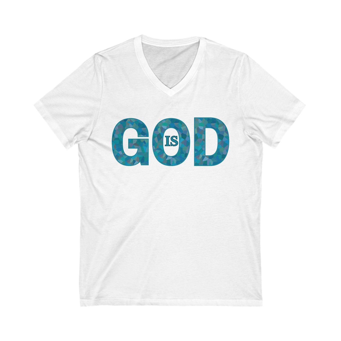 God Is V-Neck T-Shirt in Ocean