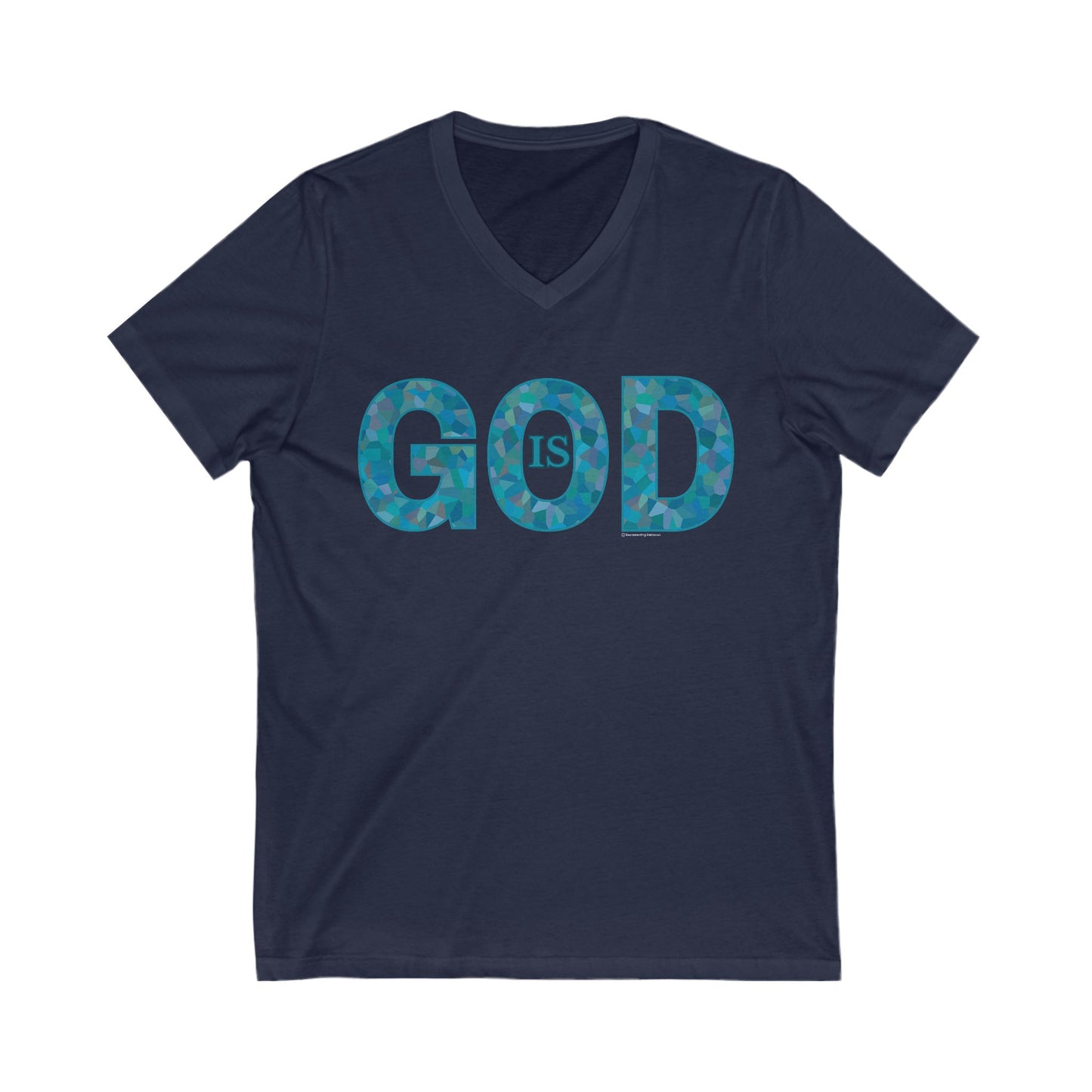 God Is V-Neck T-Shirt in Ocean