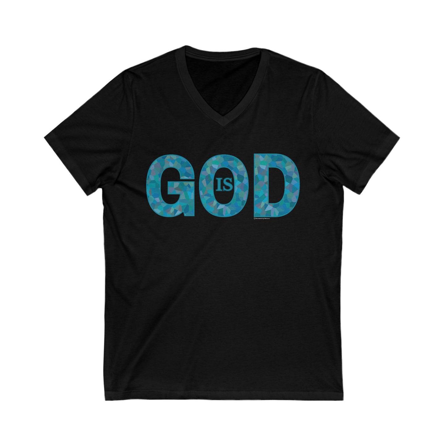 God Is V-Neck T-Shirt in Ocean