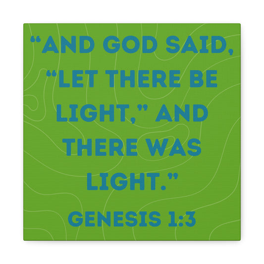 Genesis 1:3 Canvas Gallery Wrapped Painting, 12"x12" in Green