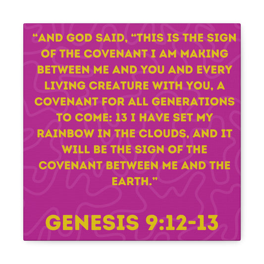 Genesis 9:12-13 Canvas Gallery Wrapped Painting, 12"x12" in Magenta